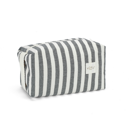 TROUSSE DE TOILETTE À RAYURES GRISES 20x28