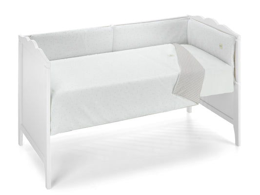LOVE & VICHY PEACH DREAMS ENSEMBLE COUETTE DE BERCEAU + PROTECTEUR RÉVERSIBLE 60x120