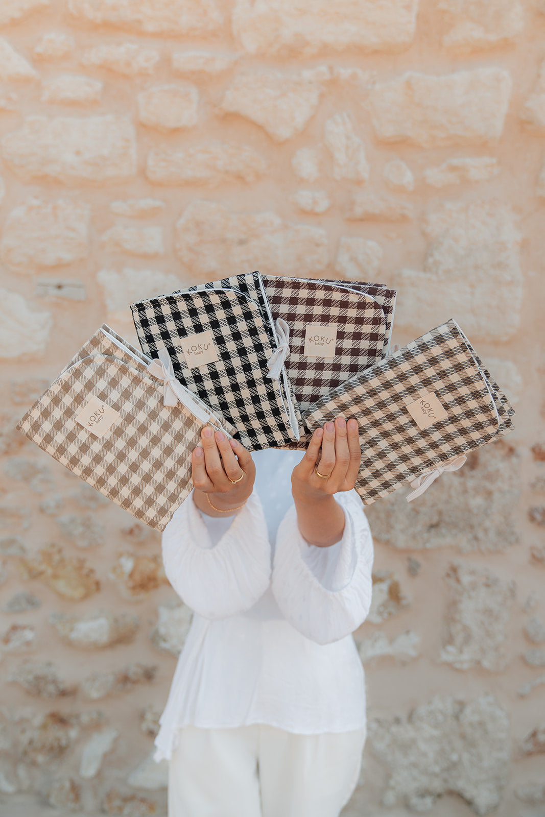 CAMBIADOR IMPERMEABLE VICHY JACQUARD BLANCO & NEGRO