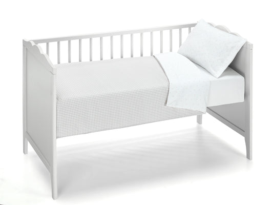 Parure housse de couette, taie d'oreiller et drap-housse réversible Love & Vichy Peach Dreams 60 x 120 cm