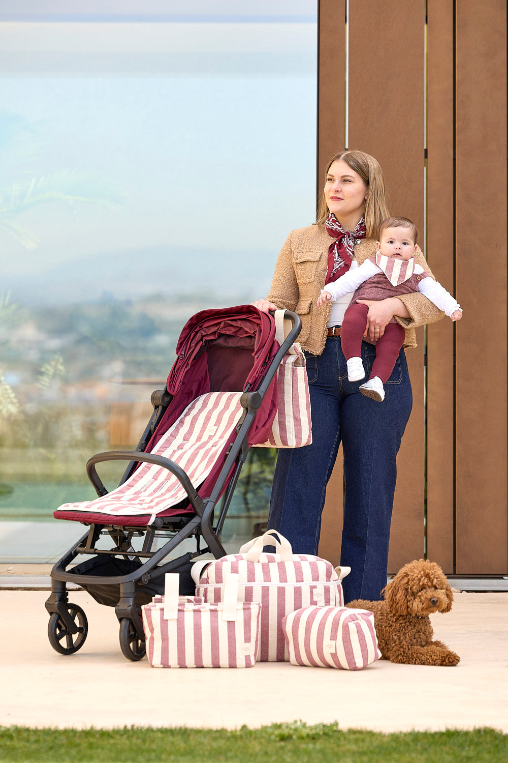 PACK DE 4 BANDANAS STRIPE GRANATE 20X40