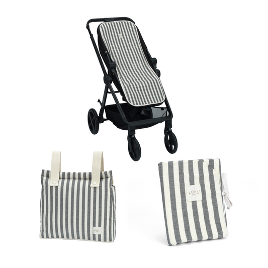 PACK COLCHONETA 3 PIEZAS STRIPE GRIS
