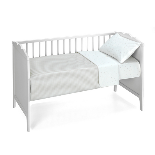 SET FUNDA NÓRDICA REVERSIBLE, FUNDA DE ALMOHADA Y SÁBANA BAJERA AJUSTABLE MARRÓN ARENA 60x120