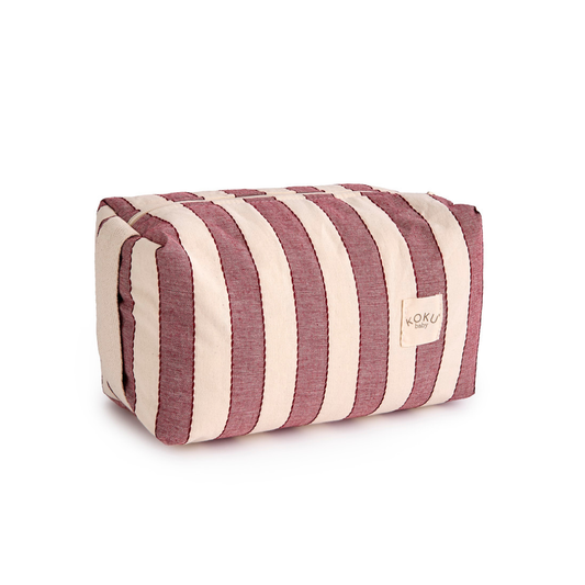 TROUSSE DE TOILETTE RAYÉE VERT KAKI 20x28