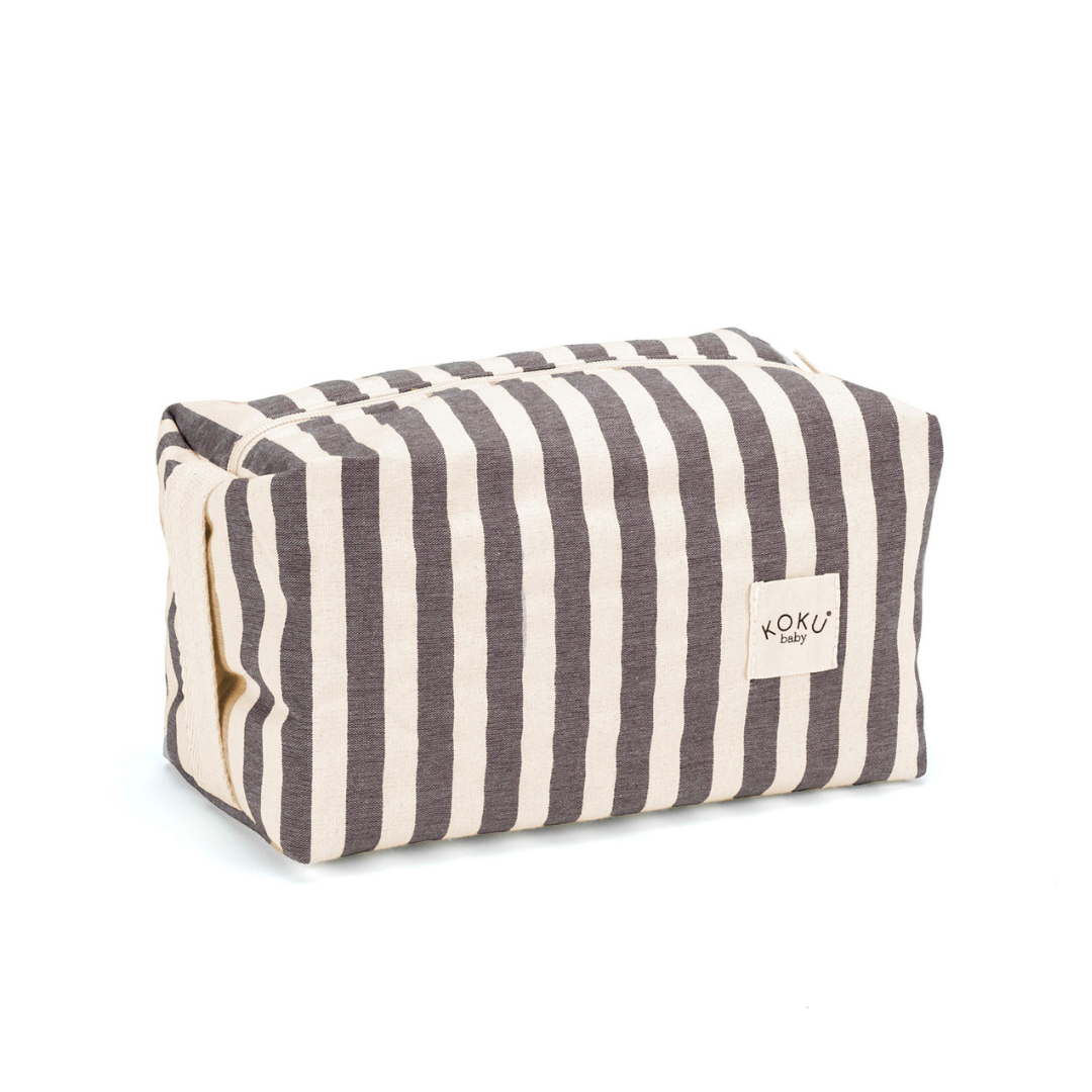 TROUSSE DE TOILETTE RAYÉE VERT KAKI 20x28