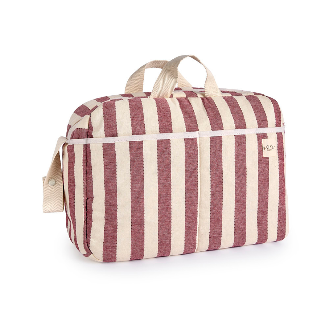 BOLSO MATERNIDAD STRIPE GRANATE 30x47