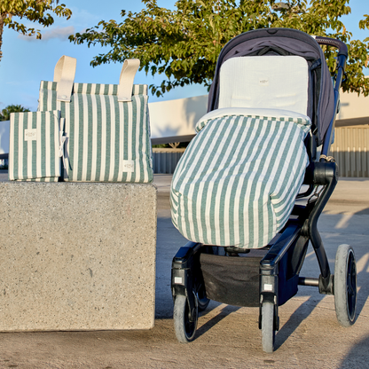 SAC DE CHAISE À RAYURES VERT KAKI 95x35x80