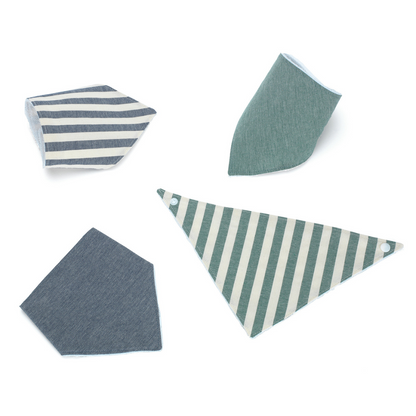 LOT DE 4 BANDANAS BLEU MARINE ET VERT KAKI 20X40
