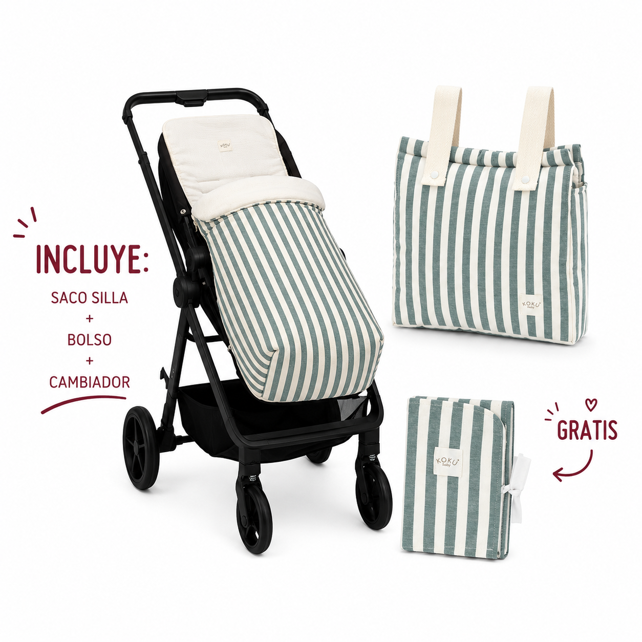 PACK SACO STRIPE GREEN