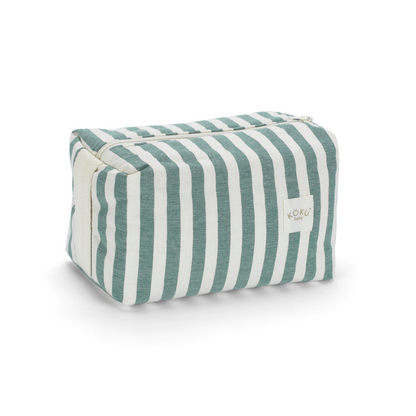 TROUSSE DE TOILETTE RAYÉE VERT KAKI 20x28