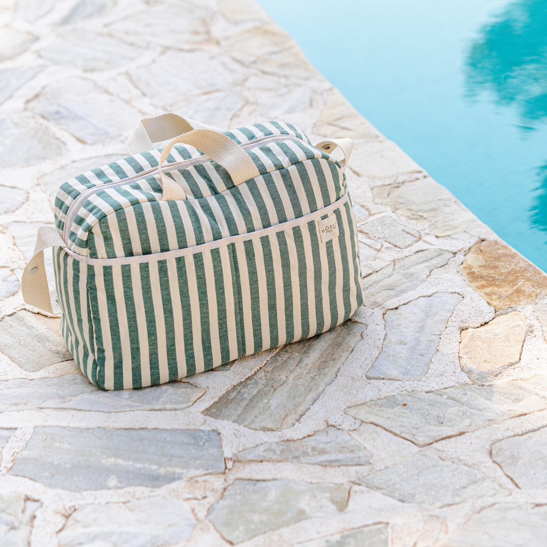 BOLSO MATERNIDAD STRIPE GREEN KHAKI 30x47