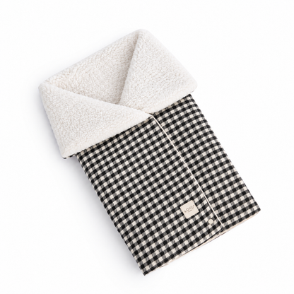 ARRULLO PASEO BORREGUITO VICHY JACQUARD BLANCO & NEGRO 70x90