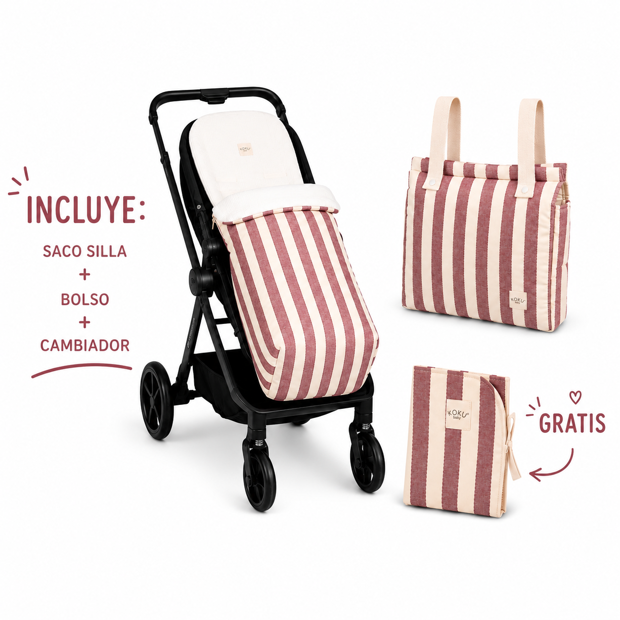 PACK SACO STRIPE GRANATE