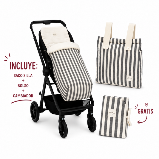 PACK SACO STRIPE GRIS