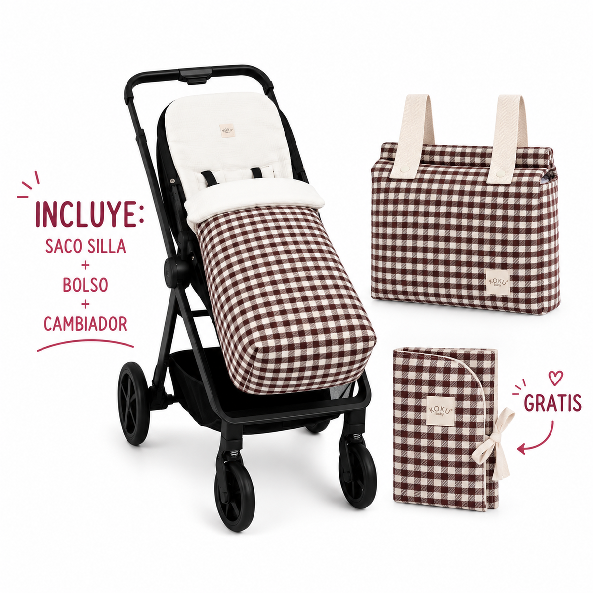 PACK SACO VICHY JACQUARD GRANATE