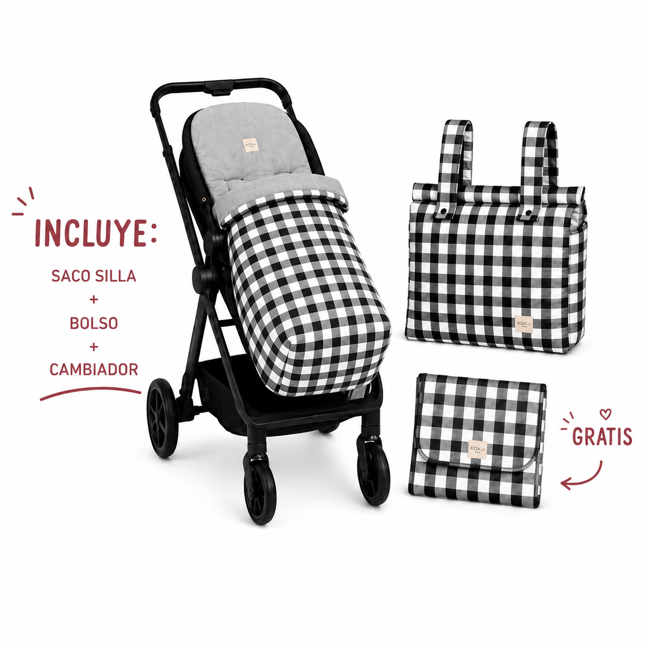 PACK SACO STRIPE VICHY NEGRO