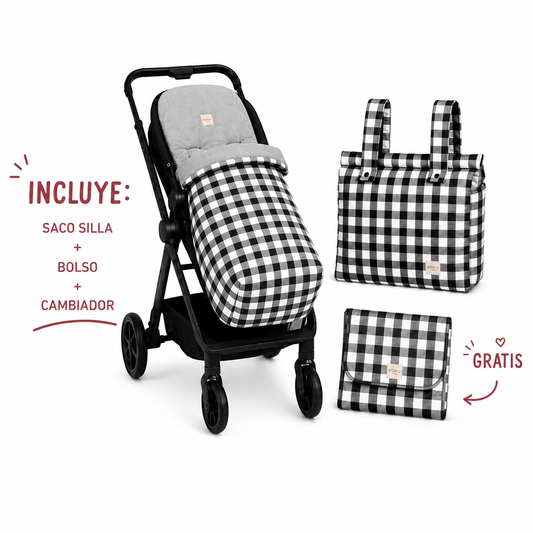PACK SACO STRIPE VICHY NEGRO