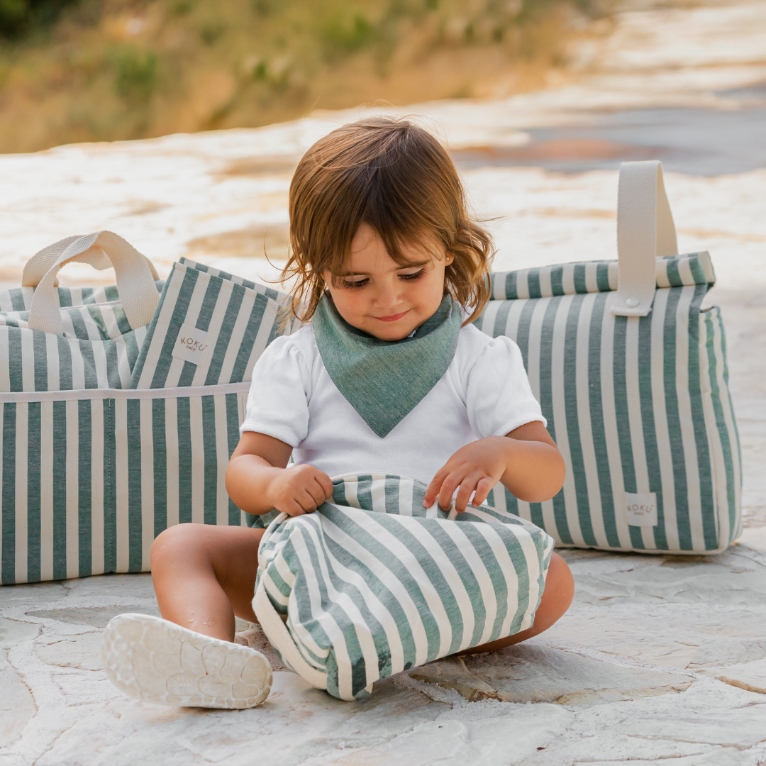 BOLSO MATERNIDAD STRIPE GREEN KHAKI 30x47