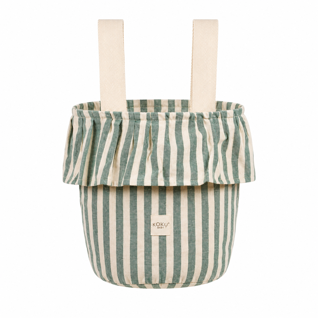 BOLSO BASKET STRIPE GREEN 35×33×24 cm