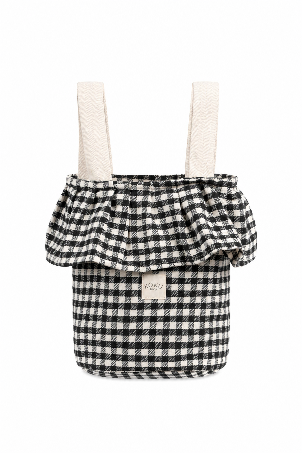BOLSO BASKET VICHY JACQUARD BLANCO & NEGRO 35×33×24 cm