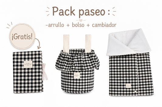 PACK ARRULLO VICHY JACQUARD BLANCO & NEGRO