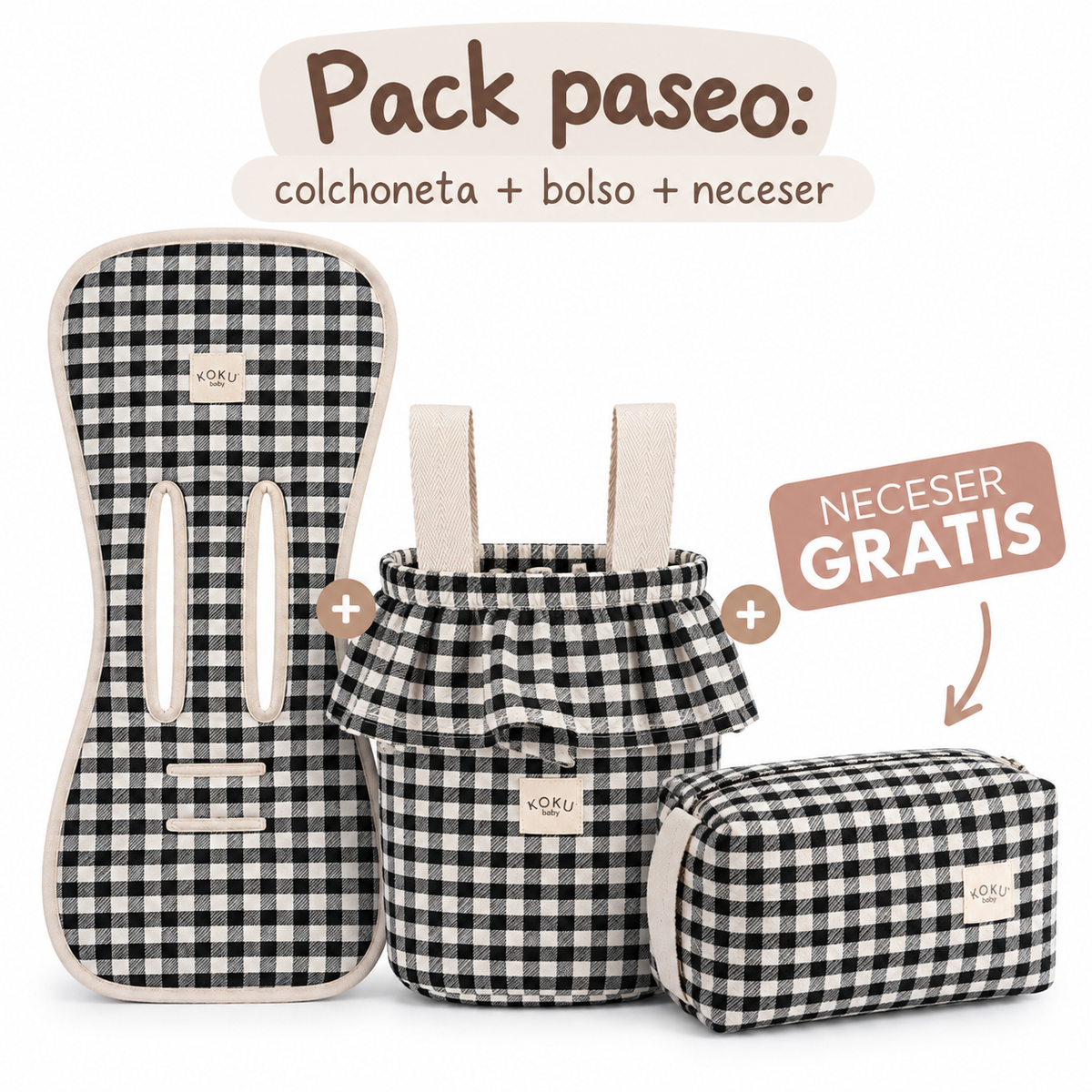 PACK PASEO VICHY JACQUARD NEGRO