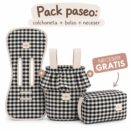 PACK PASEO VICHY JACQUARD NEGRO