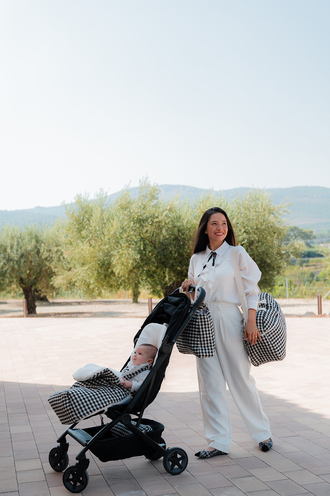 SACO SILLA VICHY JACQUARD BLANCO & NEGRO