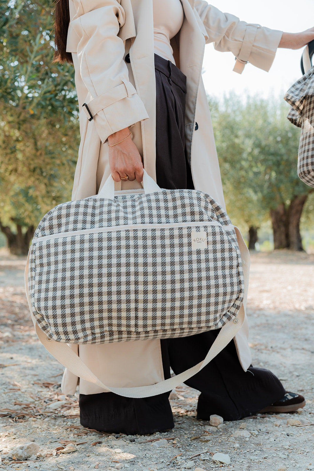 SAC DE MATERNITÉ À RAYURES VERT KAKI 30x47
