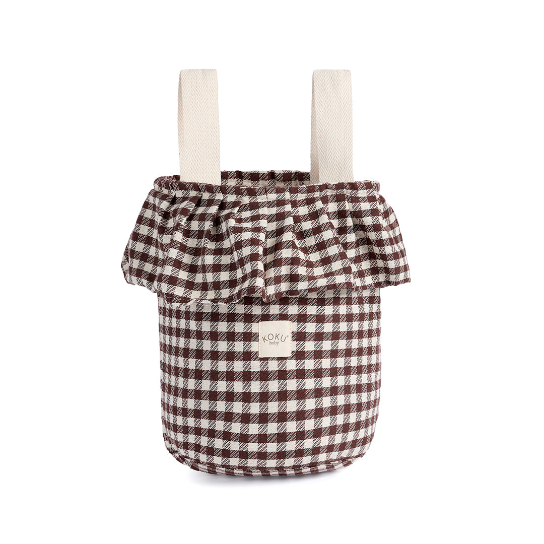 BOLSO BASKET VICHY JACQUARD GRANATE 35×33×24 cm