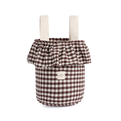 BOLSO BASKET VICHY JACQUARD GRANATE 35×33×24 cm