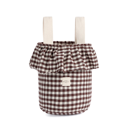 BOLSO BASKET VICHY JACQUARD GRANATE 35×33×24 cm