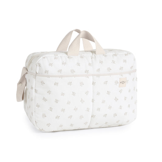 BOLSO MATERNIDAD PIQUE FLORAL 30x47