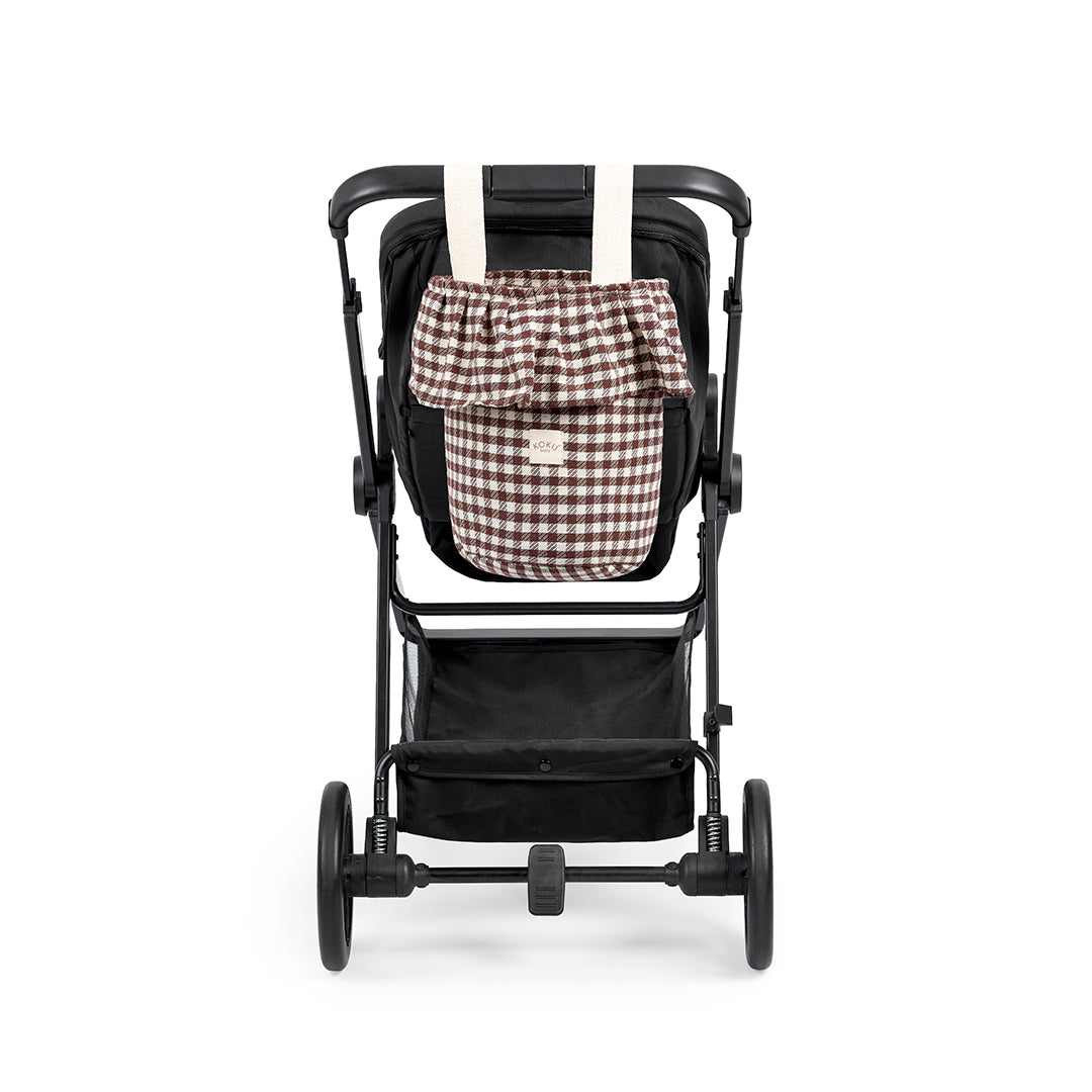 BOLSO BASKET VICHY JACQUARD GRANATE 35×33×24 cm