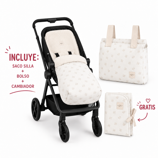 PACK SACO BORREGUITO PIQUE FLORAL