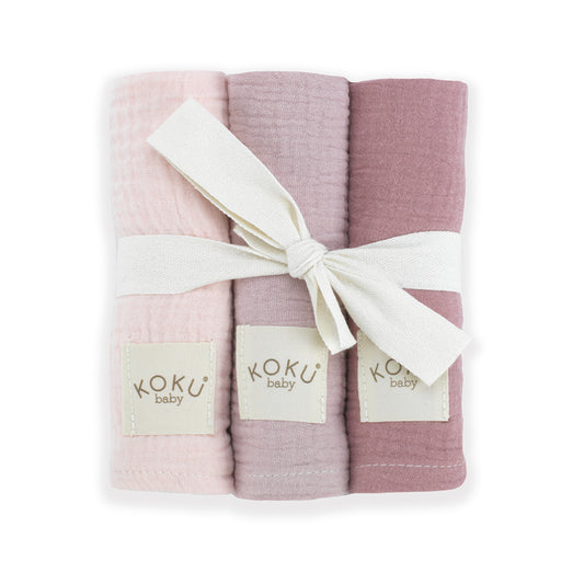 Pack Rosa de 3 Muselinas (35x35 cm)