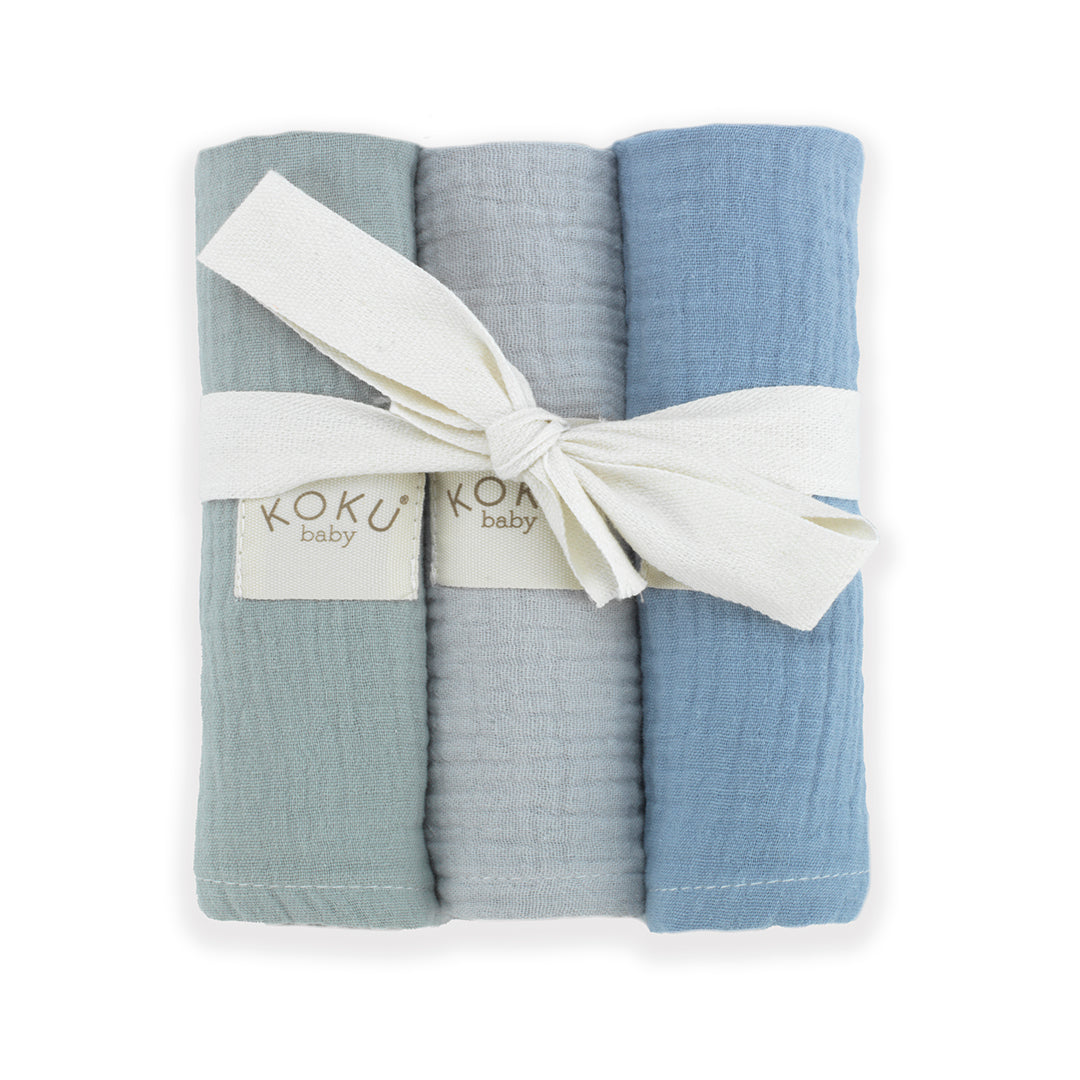 Pack bleu de 3 mousselines (35x35 cm)