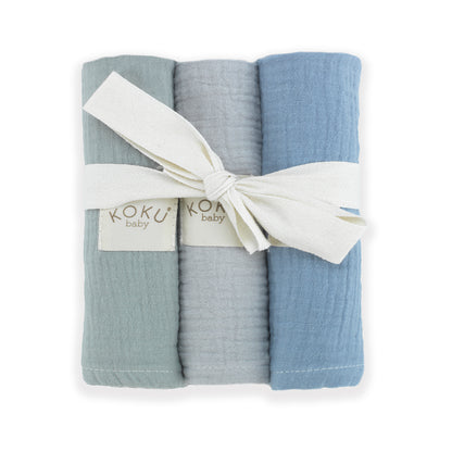 Pack Azul de 3 Muselinas (35x35 cm)