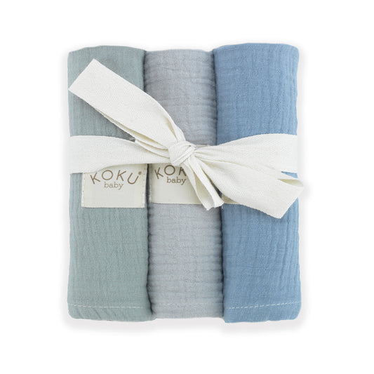 Pack Azul de 3 Muselinas (35x35 cm)