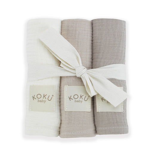 Pack Natural de 3 Muselinas (35x35 cm)