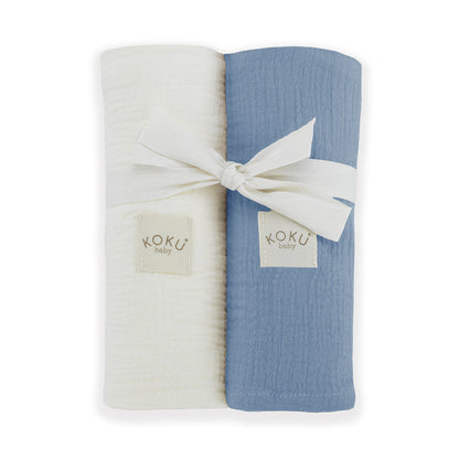 Pack Azul de 2 Muselinas (70x70 cm)