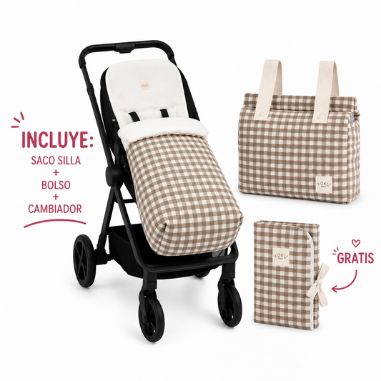 PACK SACO BORREGUITO VICHY JACQUARD TOPO
