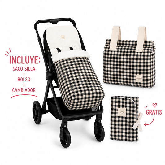 PACK SACO VICHY JACQUARD BLANCO & NEGRO