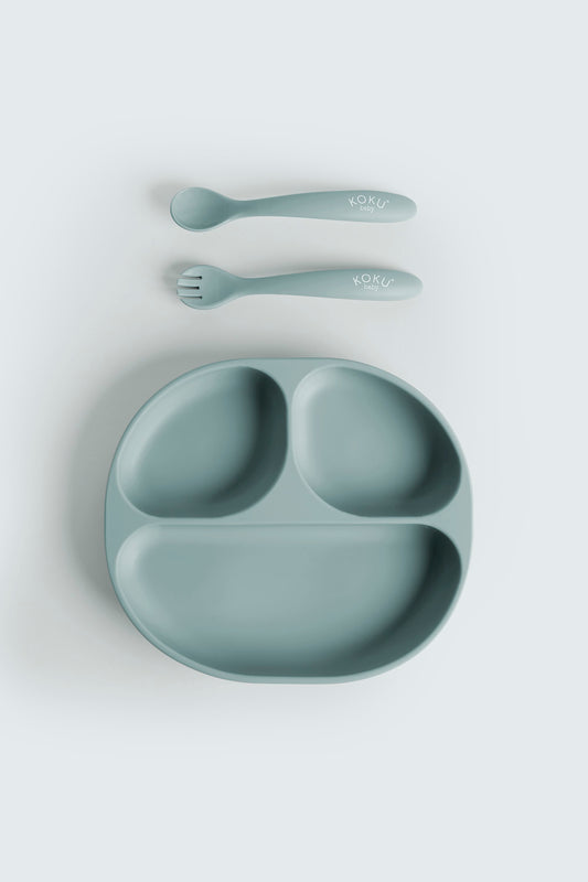 PLATO VENTOSA + CUBIERTOS MINT